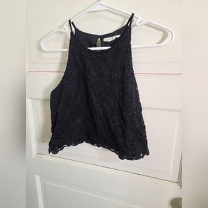 Sophie Rue Black Lacey Crop Top Size M